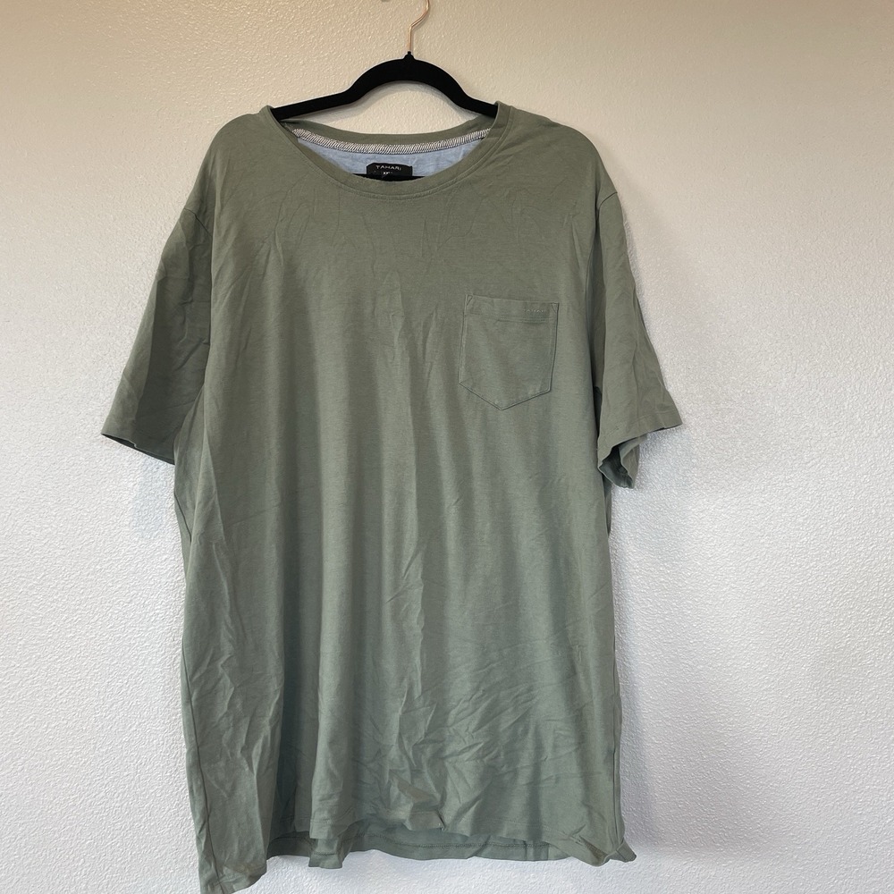Tahari T Shirt Crew Neck Short Sleeve Cotton Modal Stretch Olive Green Men's XXL